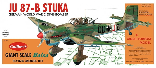 Junkers JU 87-B Stuka Giant Scale 1:16 Guillow's Balsa Aircraft Kit 870mm Wingspan