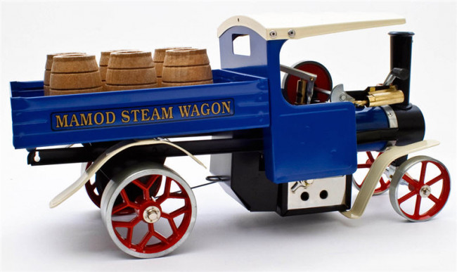 Mamod SW1 Blue Working Live Steam Wagon with Barrels, Ready To Run - Popular Choice