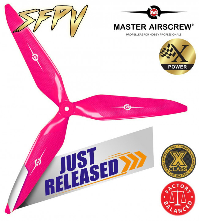 Master Airscrew 13x12 3X Power X-Class Giant Racing Drone Propeller (CW) Reverse/Pusher Colby Pink 
