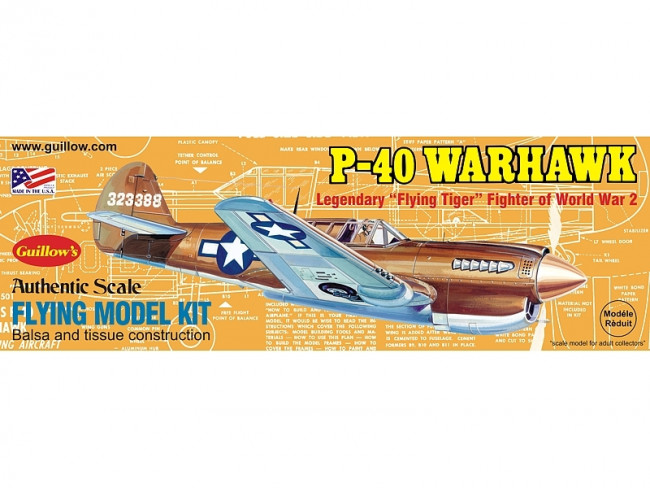 P-40 Warhawk 419mm Wingspan Flying Model Balsa Aircraft Kit from Guillow's