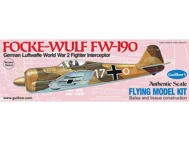 Focke-Wulf FW 190 419mm Wingspan Flying Model Balsa Aircraft Kit from Guillow's