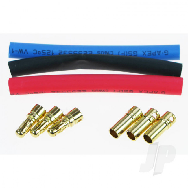 JP Gold 3.5mm Bullet Connectors (3 Pairs) for RC Models