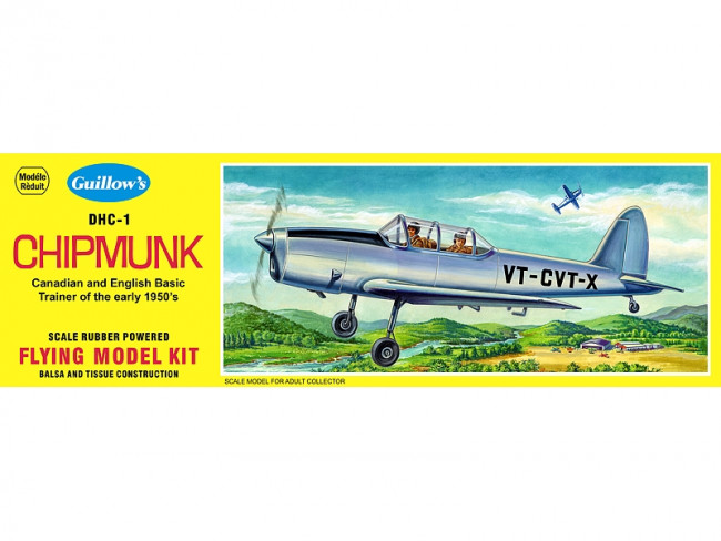De Haviland Chipmunk 431mm Wingspan Flying Model Balsa Aircraft Kit from Guillow's