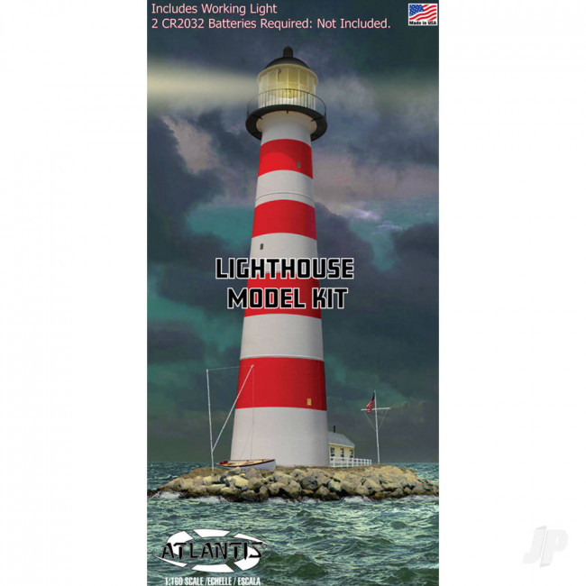 Atlantis Models 1/160 N Scale Lighthouse w/ LED Light & Diorama Base Plastic Kit