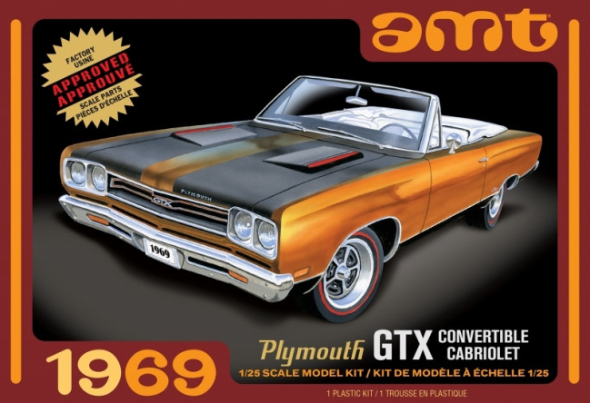 1969 Plymouth GTX Convertible Cabriolet 1:25 Scale AMT Highly Detailed Plastic K 