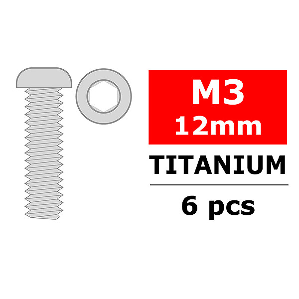 Team Corally Titanium Screws M3 X 12mm Hex Button Head 6