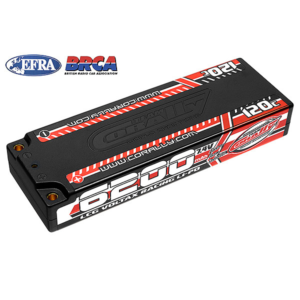 Team Corally Voltax 6200mAh 7.4V 2S 120C Hard Case Stick RC Car LiPo Battery