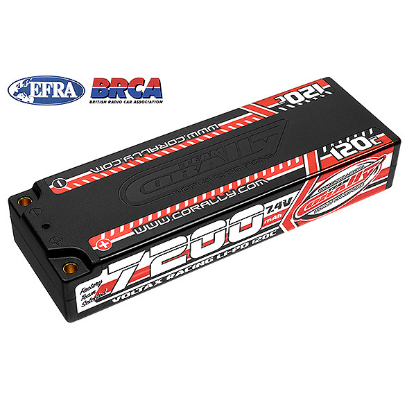 Team Corally Voltax 120C 7200mAh 7.4V 2S Hard Case Stick LiPo RC Car Battery