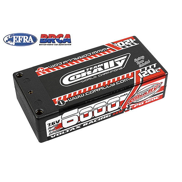 Team Corally Voltax HV 6000mAh 7.6V 2S 120C 4mm Bullit LiPo Battery for RC Car