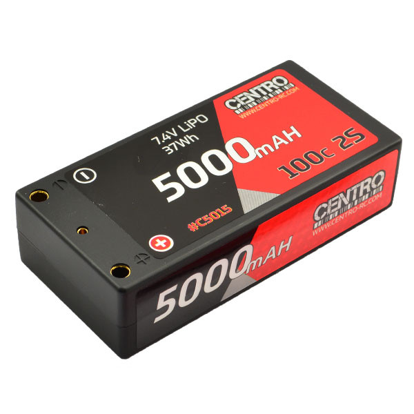 Centro 5000mAh 2S 7.4v 100C Hard Case Shorty RC Car LiPo Battery