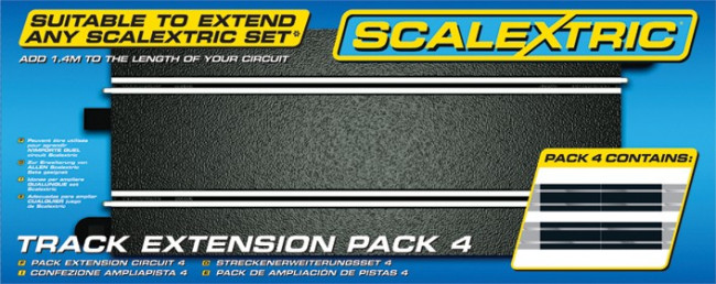 Scalextric C8526 Track Extension Pack 4 - Straight (x4) 1:32 - Digital Compatible