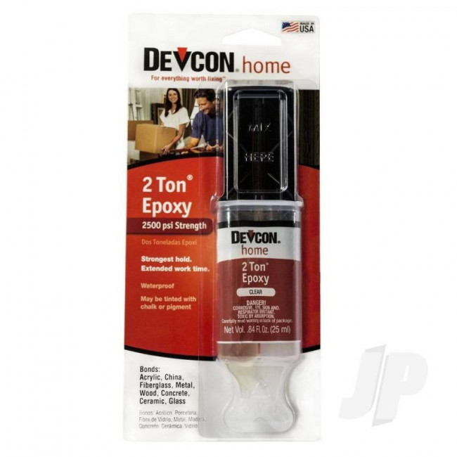 Devcon 2 Ton Epoxy Syringe Glue (25ml) for Plastic Metal Wood Glass Ceramic