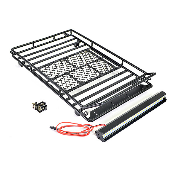 Fastrax RC Scale Model Car Rooftop Luggage Rack W/LED Light Bar 230x143x25mm