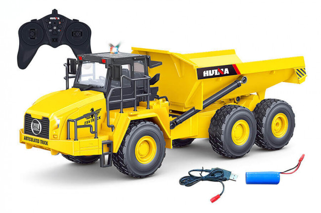 Huina 1:16 RC Articulated Dump Truck Tipper Lorry - 11 Function, LED Lights