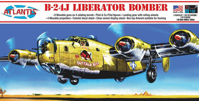 Atlantis Models 1:92 B-24 Liberator Buffalo Bill w/Stand Plastic Model Kit