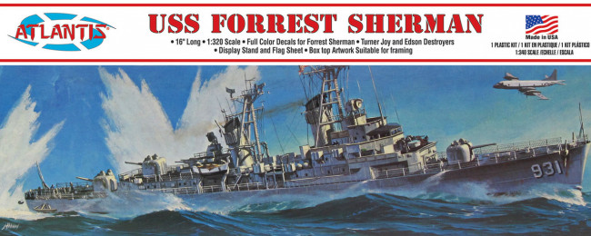 Atlantis Models 1:319 USS Forrest Sherman Destroyer Ship Plastic Model Kit