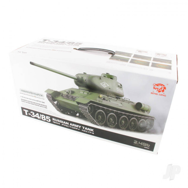 Henglong 1:16 Russian T-34/85 1944 Tank with Infrared Battle System (2.4GHz + Shooter + Smoke + Sound) 