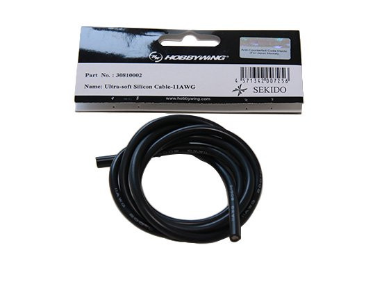 Hobbywing Ultra-Soft Black Silicone RC Battery Wire Cable 11awg