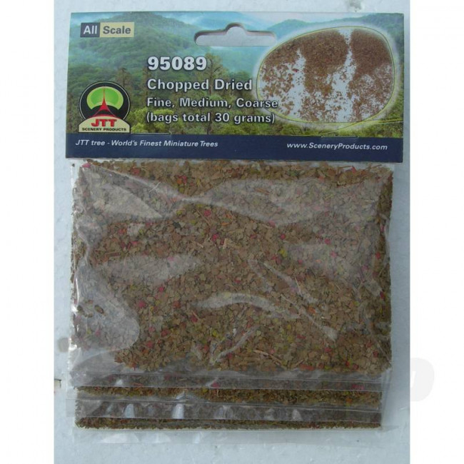 JTT Chopped Dried leaves, Fine, Med, Coarse - 9 cubic in. (147.48 cubic cm) per pack For Scenic Diorama Model Trains