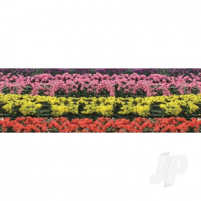 JTT 95509 Flower Hedges, 5"x3/8"x5/8", HO-Scale, (8 pack) For Scenic Diorama Model Trains