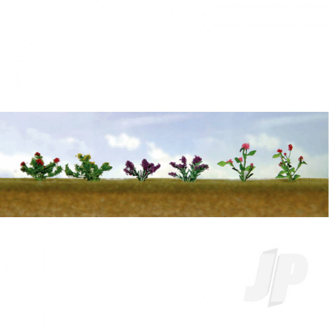JTT 95558 Assorted Flower Plants 1, O-Scale, (10 pack) For Scenic Diorama Model Trains