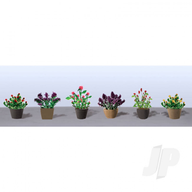 JTT 95565 Assorted Potted Flower Plants 1, HO-Scale, (6pack) For Scenic Diorama Model Trains