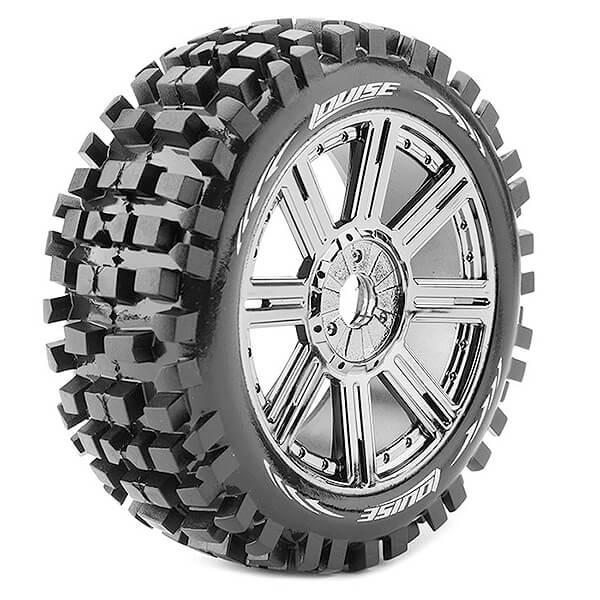 Louise RC B-Ulldoze 1/8 Soft (17mm Hex) Wheels & Tyres (Pair)