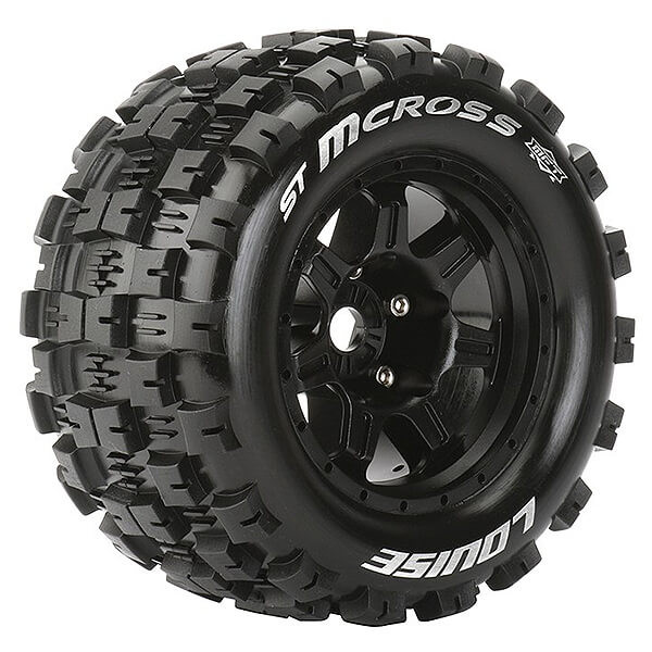 Louise RC ST-Mcross 1/8 Spor T 0 ET (17mm Hex) E-Revo Wheels & Tyres (Pair)
