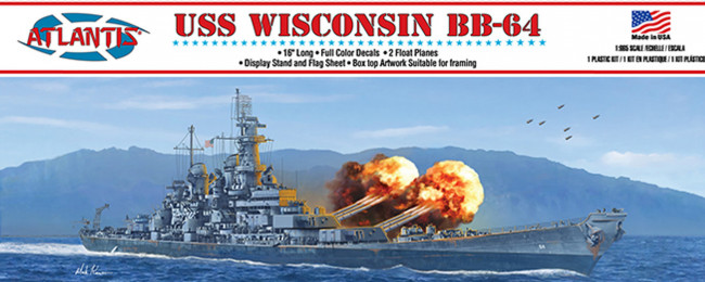 Atlantis Models 1:600 USS Wisconsin BB-64 Battleship 16 Inch Plastic Model Kit