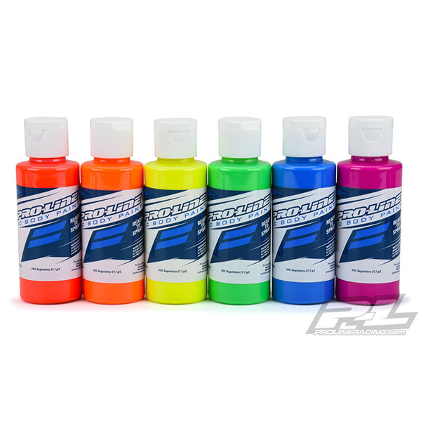 PROLINE RC CAR BODY PAINT FLUORESCENT NEON 6 PACK (6x60ml) For Airbrush