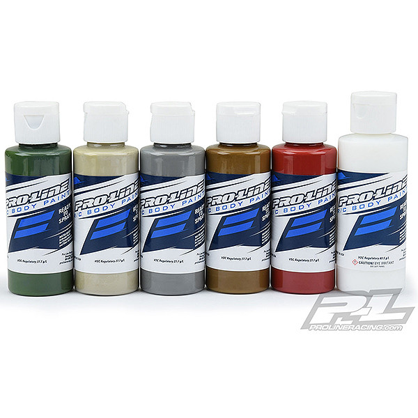 PROLINE RC CAR BODY PAINT MILITARY 6 PACK (6x60ml) For Airbrush