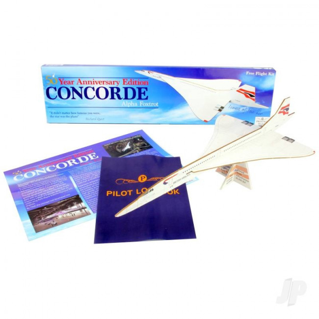 Concorde 50th Anniversary Large Balsa Freeflight Kit with History Sheet & Pilot Logbook