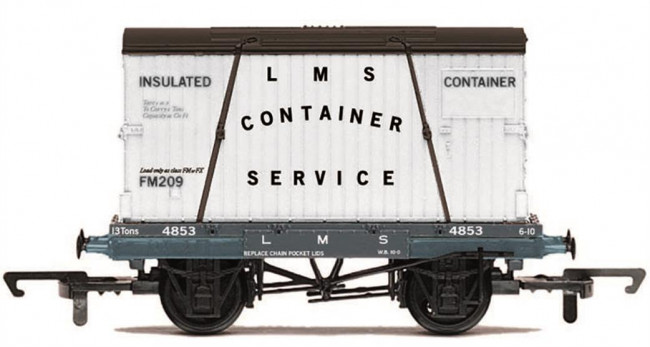 Hornby RailRoad - R60107 LMS, Container Service, Conflat A - Era 3 Freight Wagon 00 Gauge