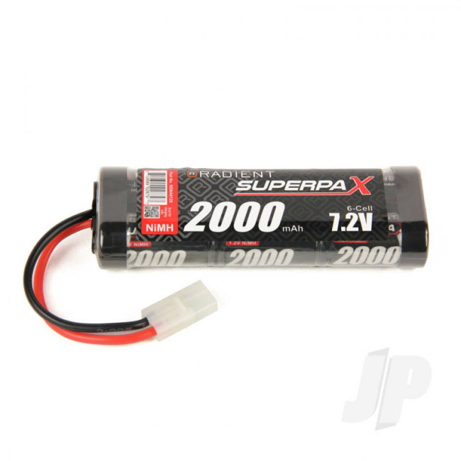 Radient NiMH Battery 7.2V 2000mAh SC Stick Pack, Tamiya Connector Plug