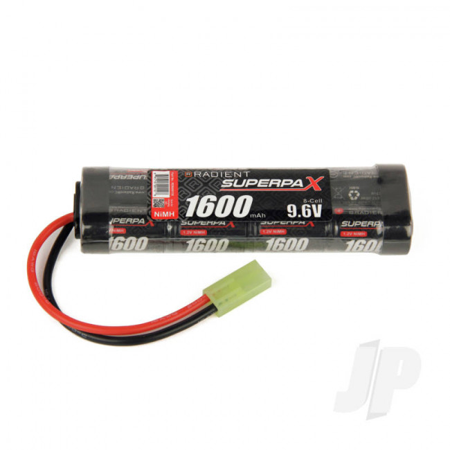 Radient NiMH Battery 9.6V 1600mAh 2/3A Stick Pack Mini Tamiya Connector Plug