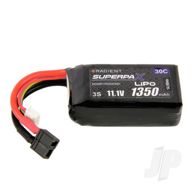 Radient 1350mAh 3S 11.1v 30C RC LiPo Battery w/Deans HCT T-style Connector Plug