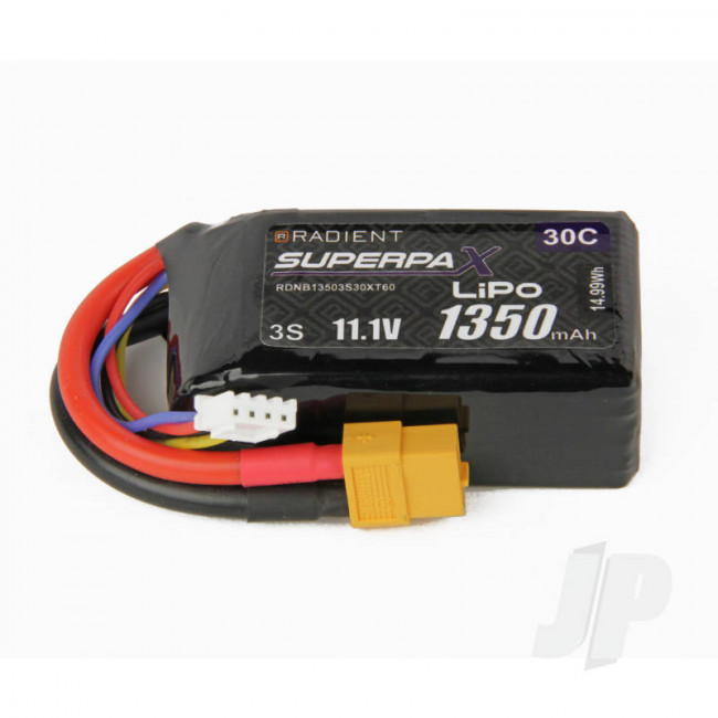 Radient 1350mAh 3S 11.1v 30C RC LiPo Battery w/XT60 Connector Plug