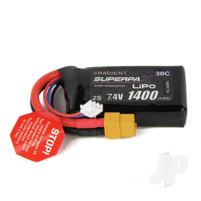 Radient LiPo Battery 2S 1400mAh 7.4V 30C XT60 Connector Plug