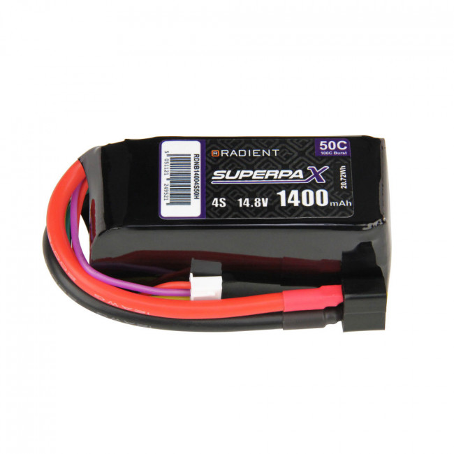 Radient 4S 1400mAh 14.8V 50C LiPo Battery w/ Deans (HCT) Connector Plug