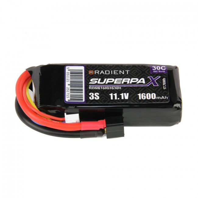 Radient 1600mAh 3S 11.1v 30C RC LiPo Battery w/Deans (HCT) Connector Plug
