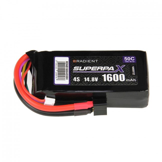 Radient 4S 1600mAh 14.8V 50C LiPo Battery w/ Deans (HCT) Connector Plug