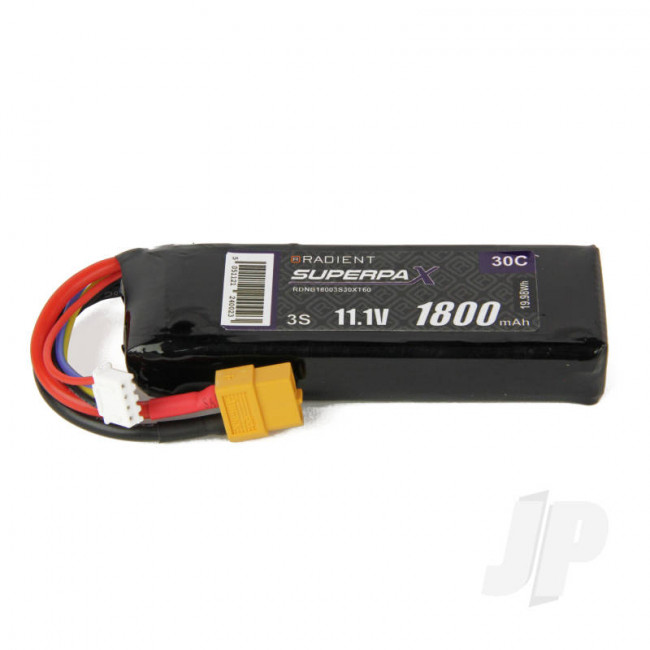 Radient 1800mAh 3S 11.1v 30C RC LiPo Battery w/XT60 Connector Plug