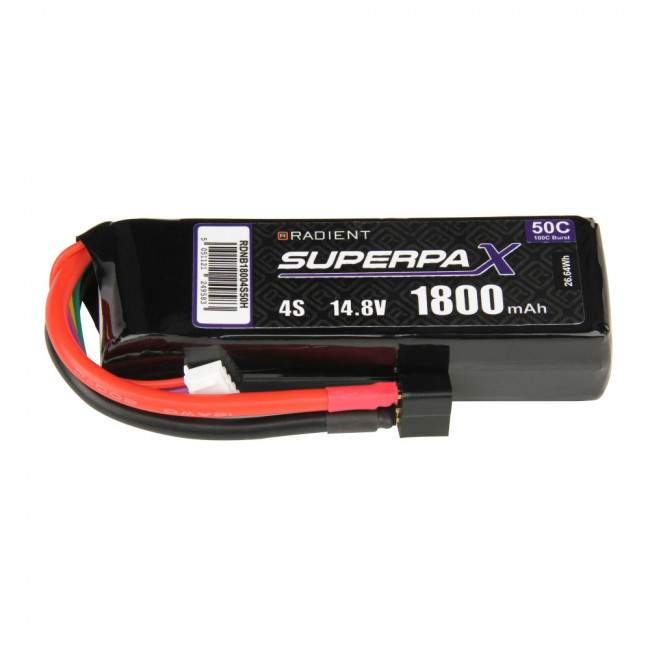 Radient 4S 1800mAh 14.8V 50C LiPo Battery w/ Deans (HCT) Connector Plug