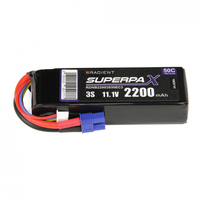 Radient 2200mAh 3S 11.1v 50C RC LiPo Battery w/EC3 Connector Plug
