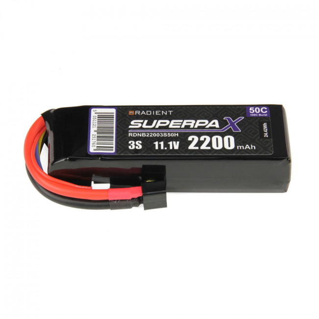 Radient 2200mAh 3S 11.1v 50C RC LiPo Battery w/Deans (HCT) Connector Plug