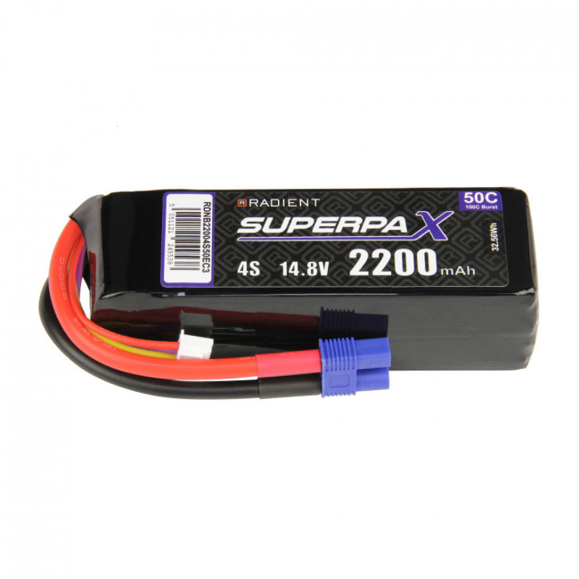 Radient 4S 2200mAh 14.8V 50C LiPo Battery w/ EC3 Connector Plug