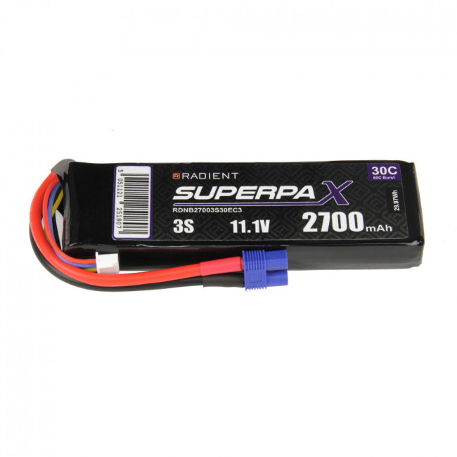 Radient 2700mAh 3S 11.1v 30C RC LiPo Battery w/EC3 Connector Plug