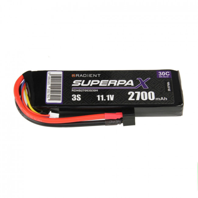 Radient 2700mAh 3S 11.1v 30C RC LiPo Battery w/Deans (HCT) Connector Plug