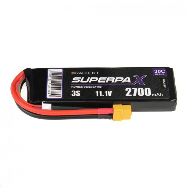 Radient 2700mAh 3S 11.1v 30C RC LiPo Battery w/XT60 Connector Plug