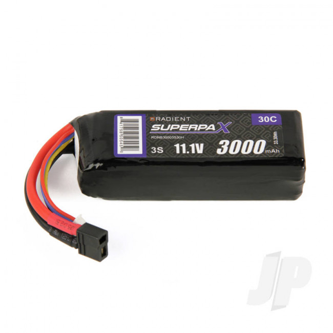 Radient 3000mAh 3S 11.1v 30C RC LiPo Battery w/Deans HCT T-style Connector Plug